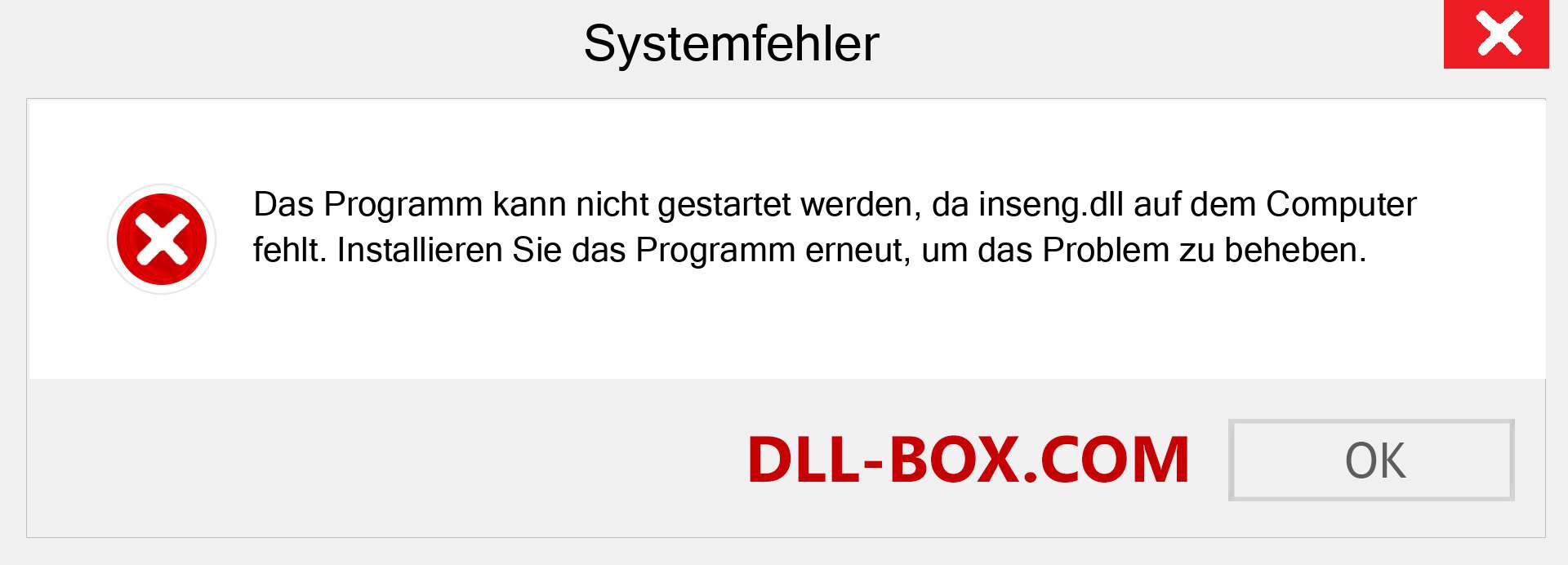 inseng.dll-Datei fehlt?. Download für Windows 7, 8, 10 - Fix inseng dll Missing Error unter Windows, Fotos, Bildern